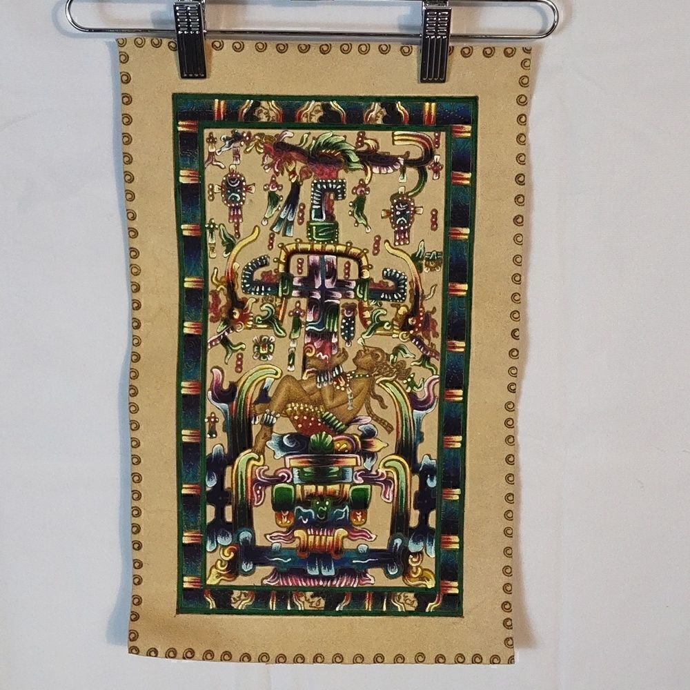 Mayan Pyrography Leather Painting 
